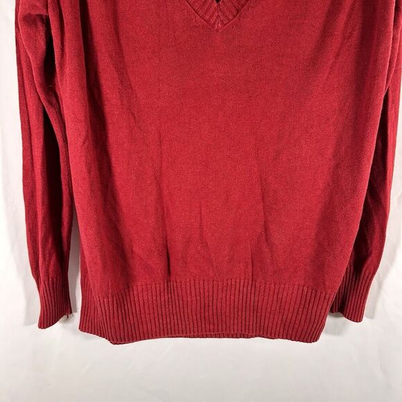 MODA International Silk Cashmere Blend Shirt Womens Medium Red Vneck Long Sleeve - Picture 3 of 5